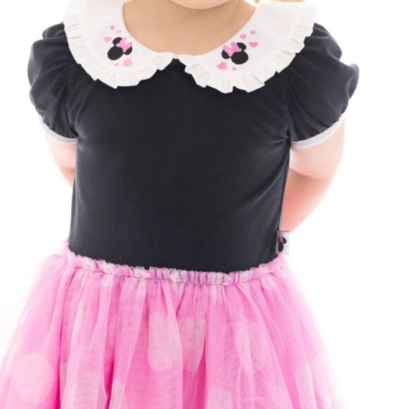 Disney Minnie Mouse Dress With Puff Sleeves SIZE 18 MONTHS Pink And Black NEW - Picture 4 of 9
